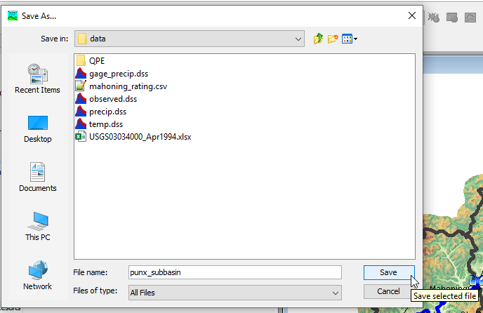 Selecting clipping shapefile destination