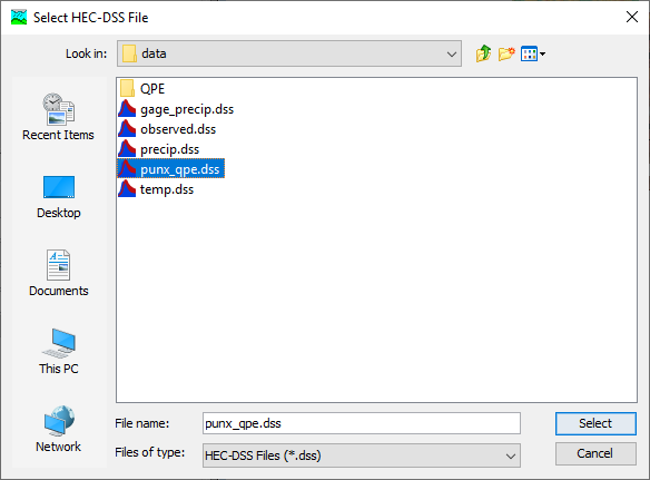 Selecting precipitation gridset file