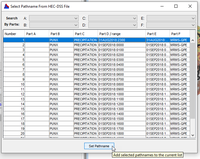 Selecting DSS file pathname