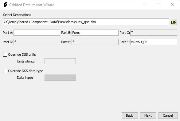 Filling out dss path information