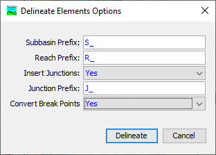 Delineate Elements Options