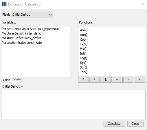 Expression Calculator with Initial Deficit selected.