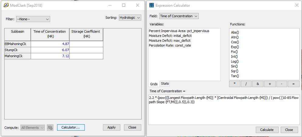 Expression Calculator can be used to estimate modeler parameters using GIS datasets and subbasin characteristics. 