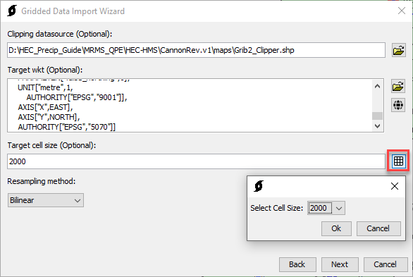 Figure 9. Selecting a Cell Size