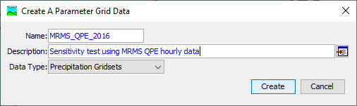 Figure 13. Creating a New Precipitation Gridset