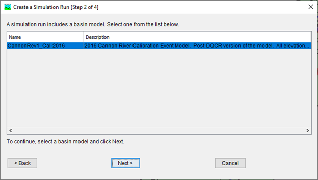 Figure 22. Selecting a Basin Model