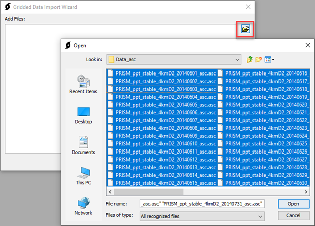 Figure 4. Selecting PRISM Data