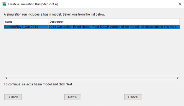 Figure 21. Selecting a Basin Model