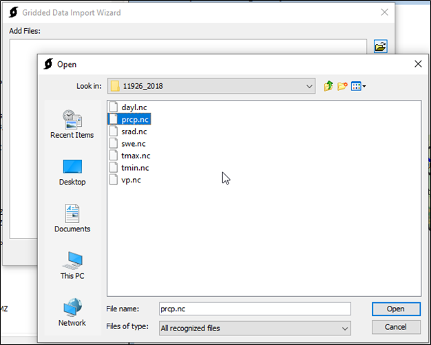 Selecting the prcp.nc File