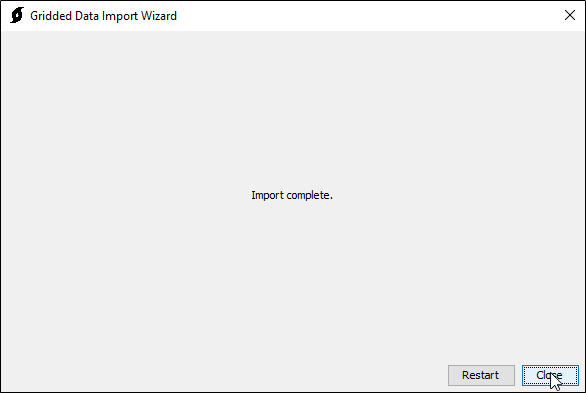 Gridded Data Import Wizard Finish