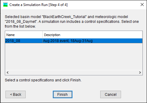 Selecting a Control Specification