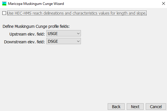 Muskingum-Cunge Wizard Step 4