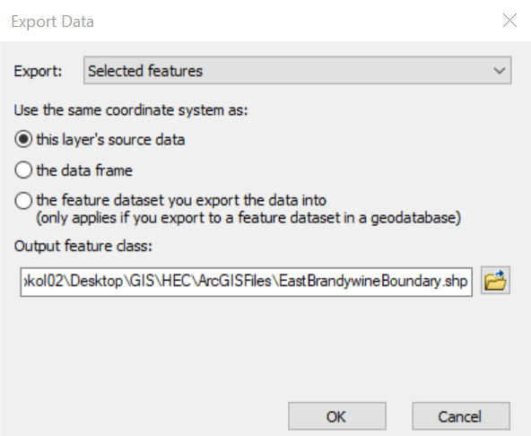 Exporting watershed boundary shapefile