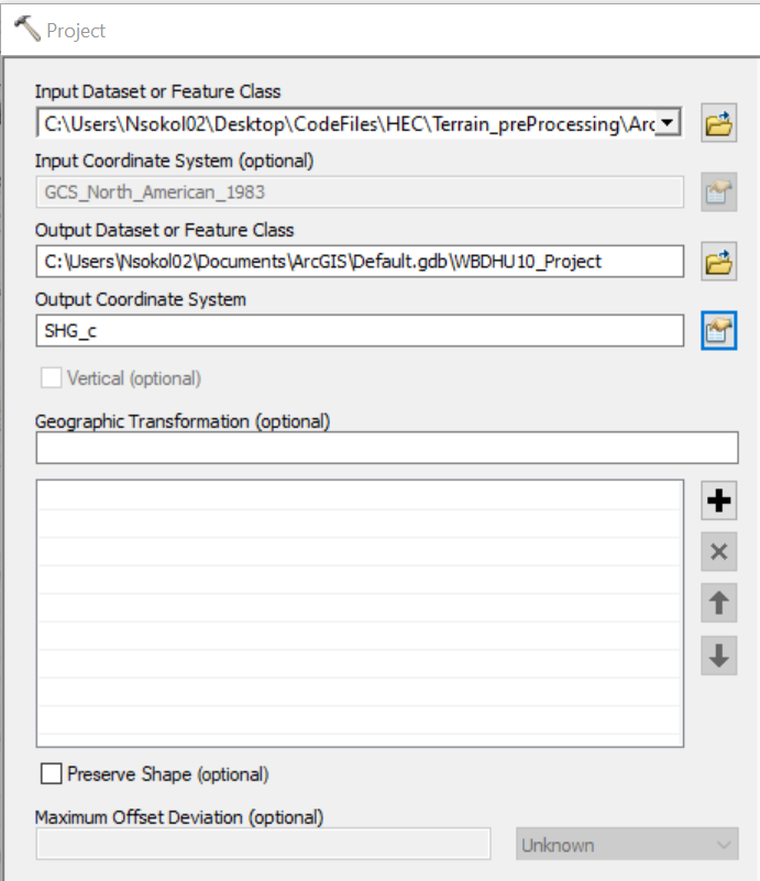 Projecting watershed boundary shapefile