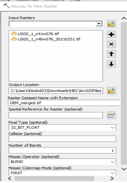 Merging multiple elevation rasters in ArcMap