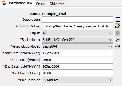 Configure the Trial's time window and time step