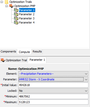 Optimization Parameters Component Editor
