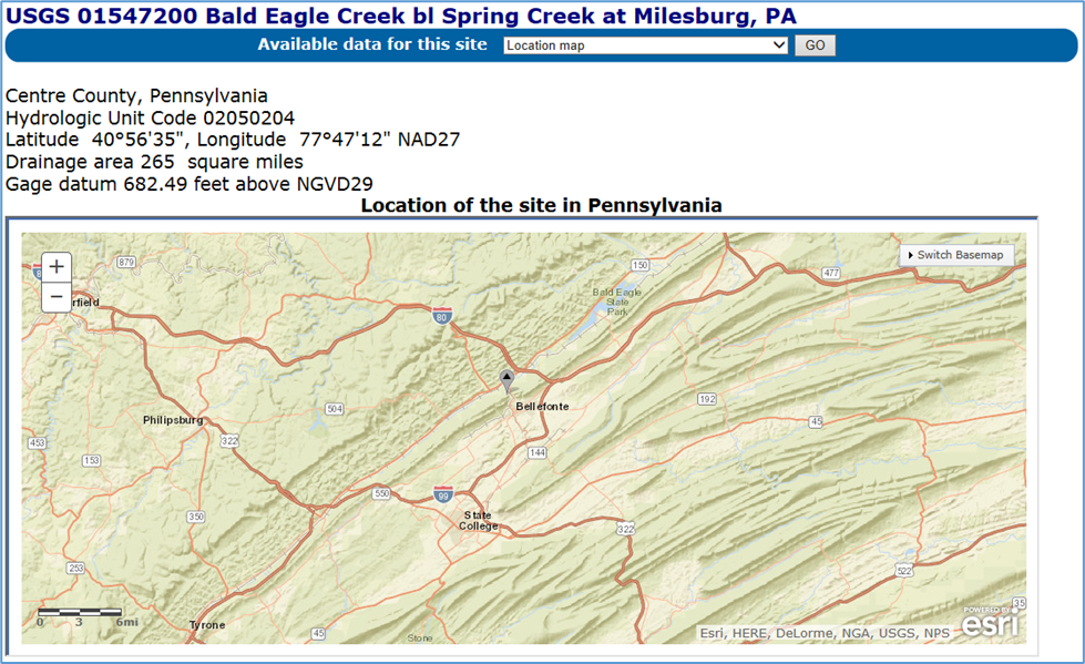 Bald Eagle Creek at Blanchard - Location Map