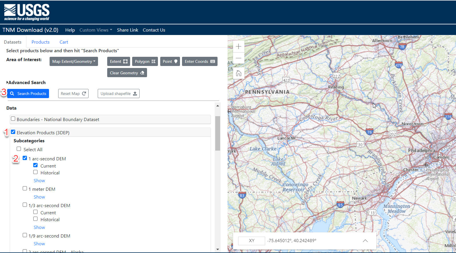 Searching terrain data