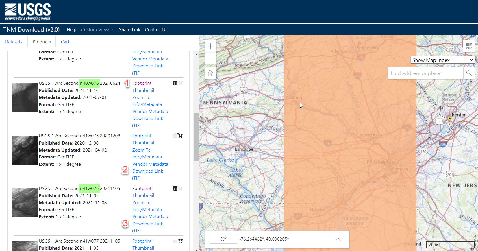 Downloading terrain data