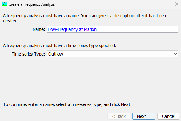 Create a Frequency Analysis dialog