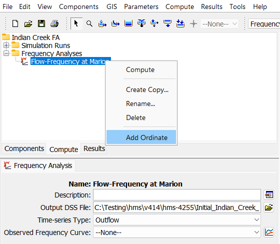 Adding an ordinate to the Frequency Analysis