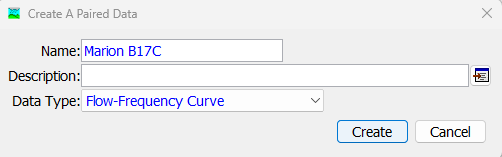 Create A Paired Data dialog
