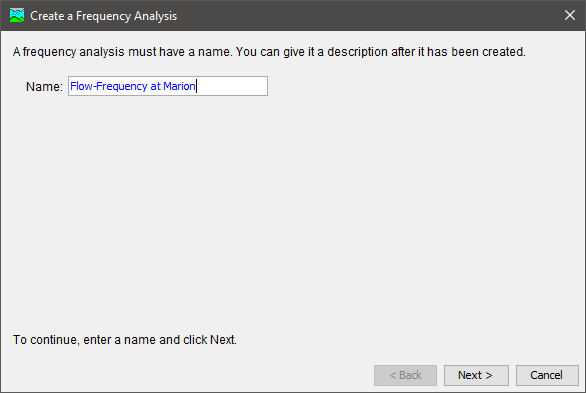 Create a Frequency Analysis dialog