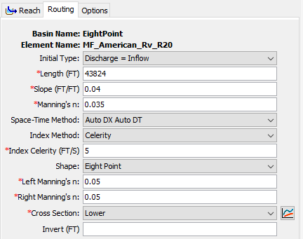 EightPoint Muskingum-Cunge Routing Component Editor