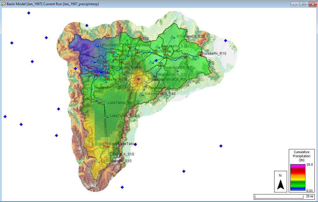 Cumulative precipitation when only interpolating precipitation gages