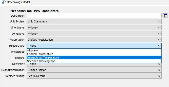 Meteorologic model's component editor