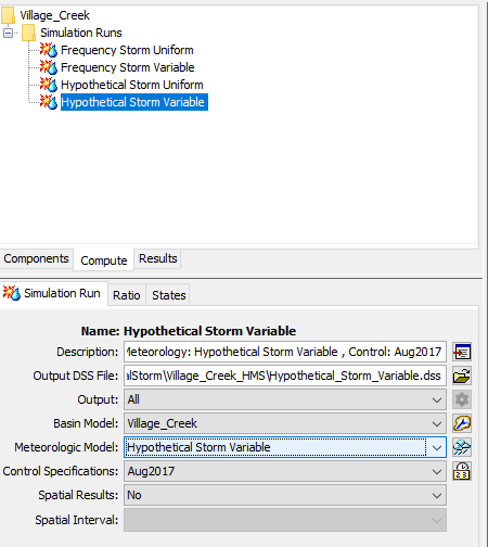 Create the Hypothetical Storm Variable simulation