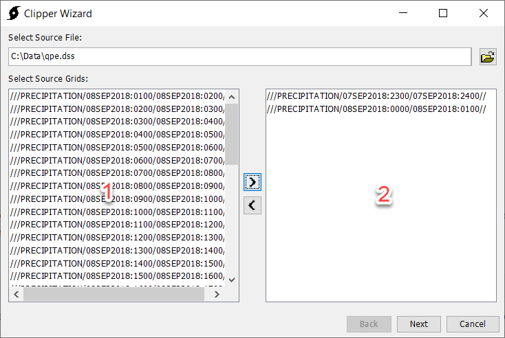 Select source grids