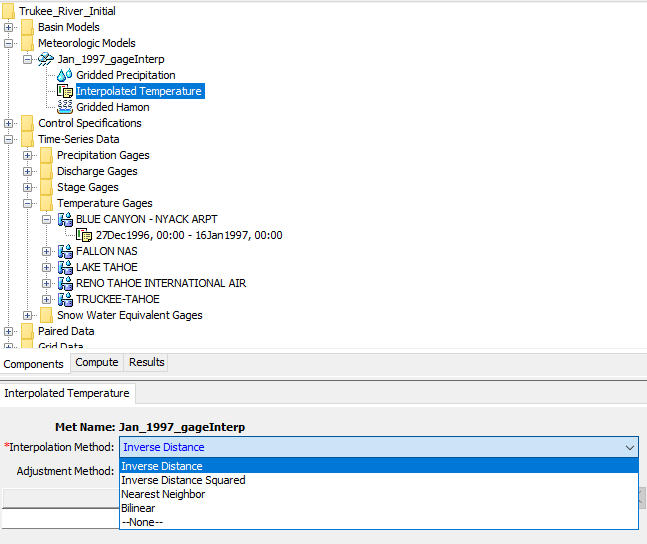 Selecting the Inverse Distance Interpolation Method for Interpolated Temperature