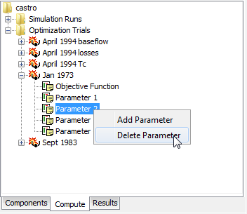 Deleting a Parameter in the Watershed Explorer