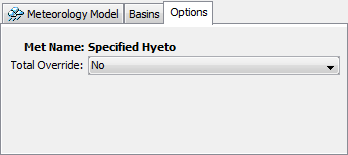 Selecting options for the Specified Hyetograph Precipitation Method