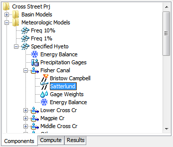 A Meteorologic Model using the Satterlund Longwave Method with a Component Editor for all subbasins in the Meteorologic Model