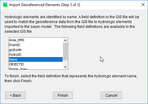 Step 3 of the Import Georeferenced Elements wizard.