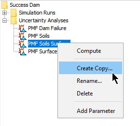 Copying an uncertainty analysis from the Watershed Explorer