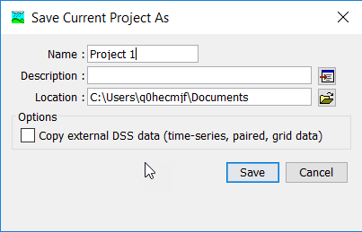 Saving a copy of the current project