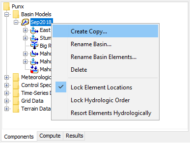 Copying a Basin Model from the Watershed Explorer