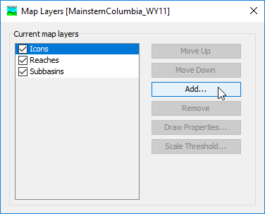 Background maps can be added to provide a spatial context for the Basin Model elements