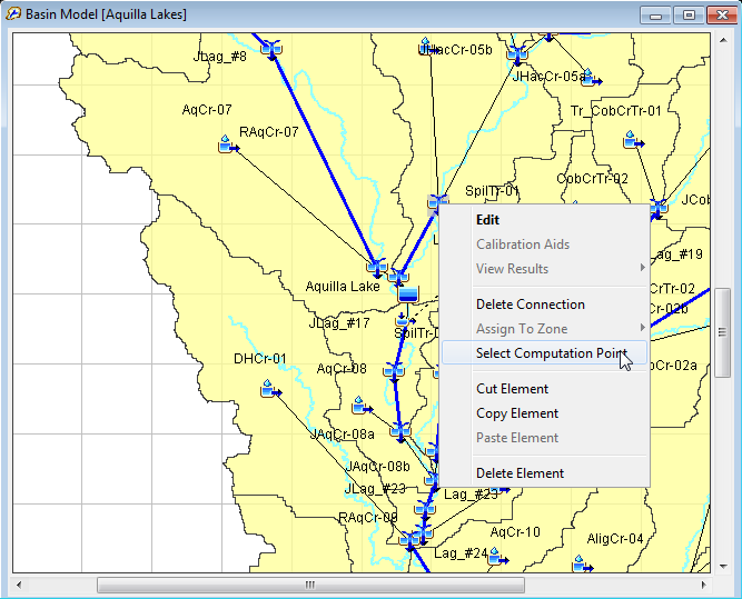 Setting a junction to be a computation point by right-clicking in the Basin Model Map
