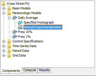 A Meteorologic Model using the Annual Evapotranspiration Method with a single Component Editor for all subbasins