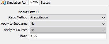 Entering a precipitation ratio for all of the subbasins in the Simulation Run