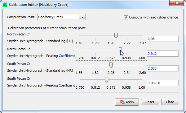 Using the custom calibration editor at a computation point