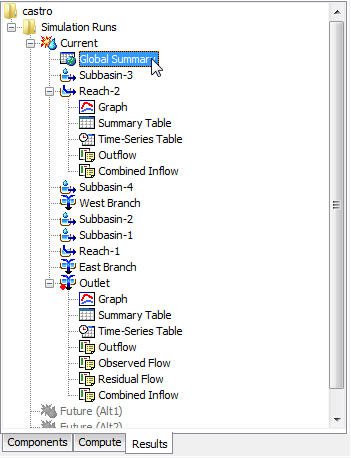 Accessing Simulation Run results from the Watershed Explorer