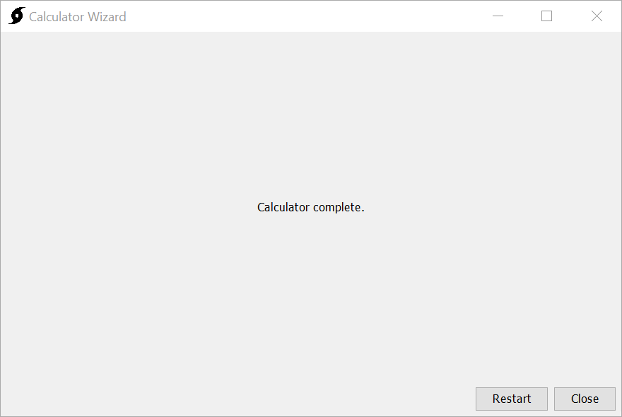Calculator Wizard reporting a completed calculation