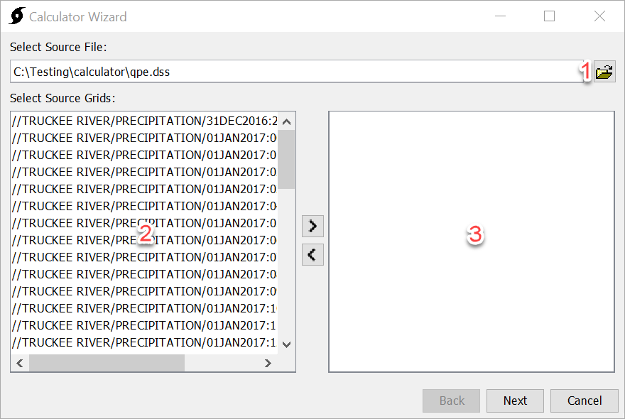 Selecting a Source Grid file Selecting a Source Grid file