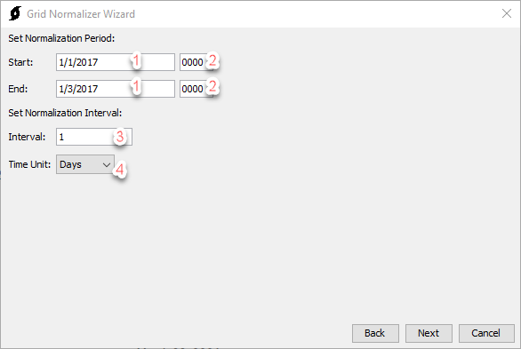 Setting the normalization period and normalization interval